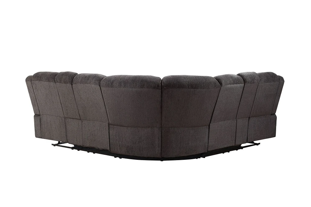 ACME Rylan Sectional Sofa (Motion) in Dark Brown Fabric