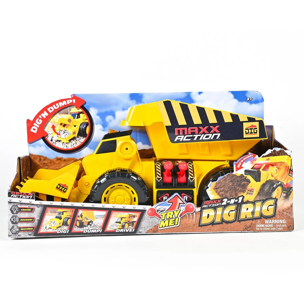 Maxx Action 2-N-1 Dig Rig, Dump Truck and Front End Loader