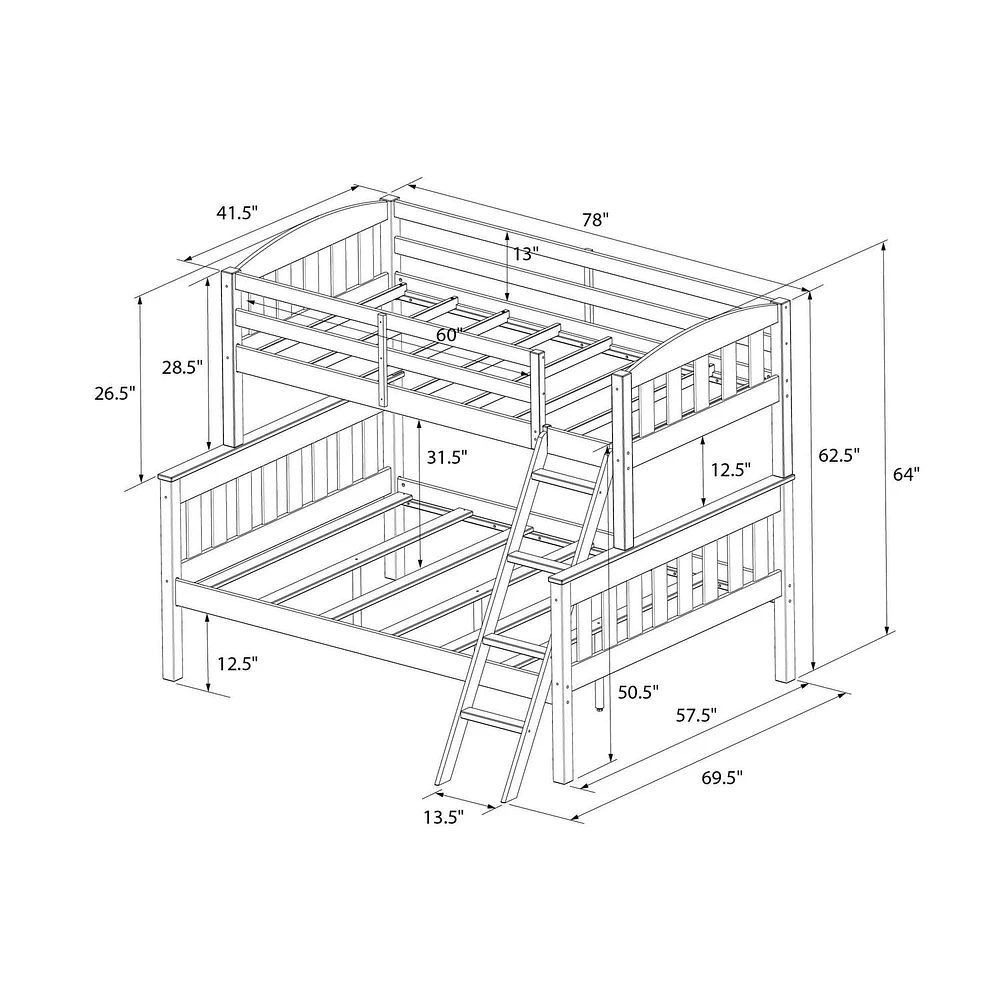 DHP Airlie Twin-Over-Full Bunk Bed with Ladder, Espresso