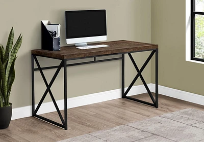 Monarch Specialties Computer Desk, Home Office, Laptop, Work, Metal, Laminate, Brown, Black, Contemporary, Modern