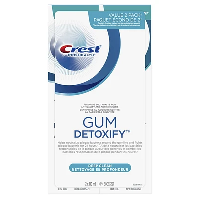 Crest Gum Detoxify Deep Clean Anticavity Fluoride Toothpaste, (110 mL) Twin Pack