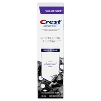 Crest 3D White Whitening Therapy Charcoal Deep Clean Fluoride Toothpaste, Invigorating Mint, 110 mL