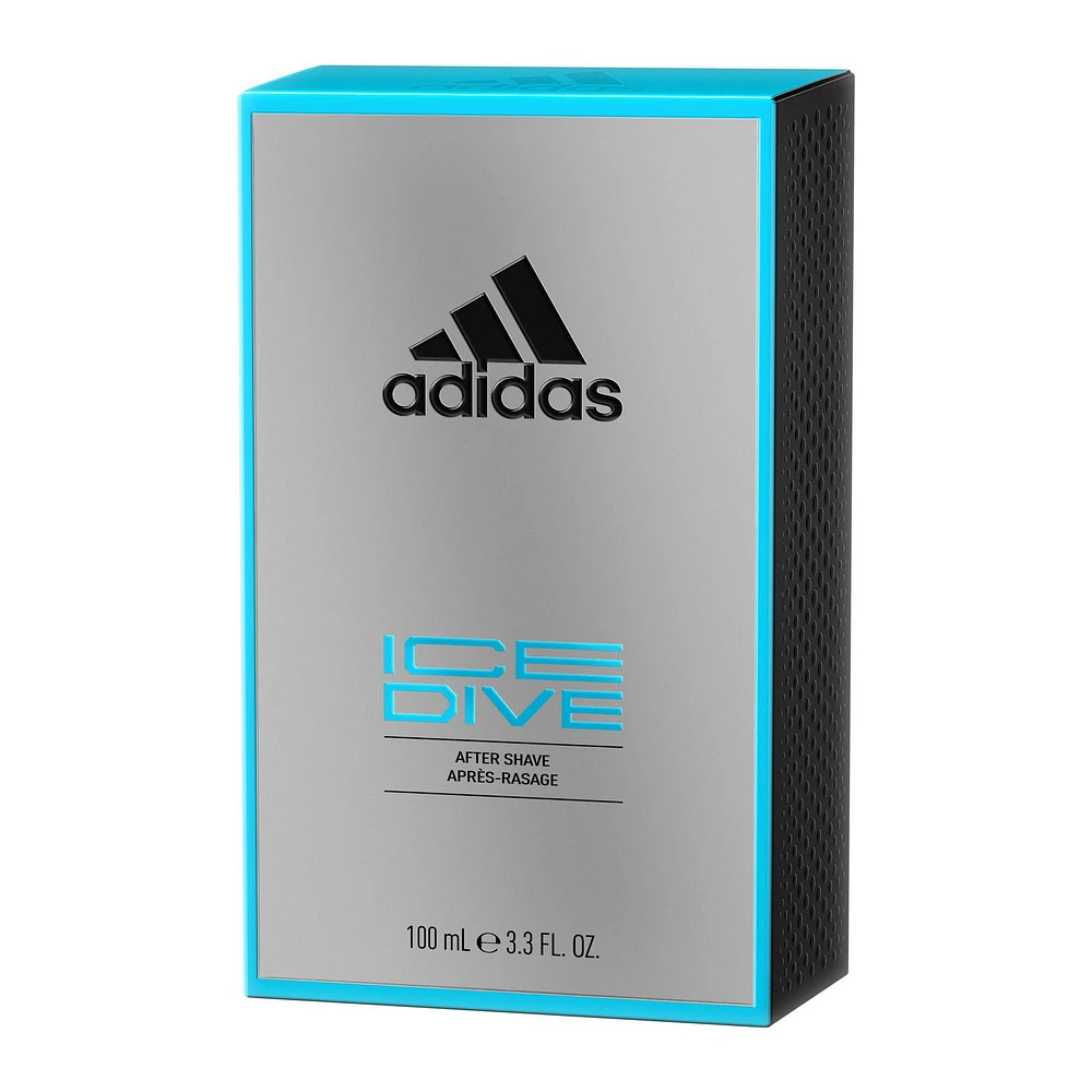 adidas Après-rasage Ice Dive, parfum d'agrumes, notes de tête : pamplemousse, orange, menthe poivrée, Formule végane, 100ml Sensations exaltantes