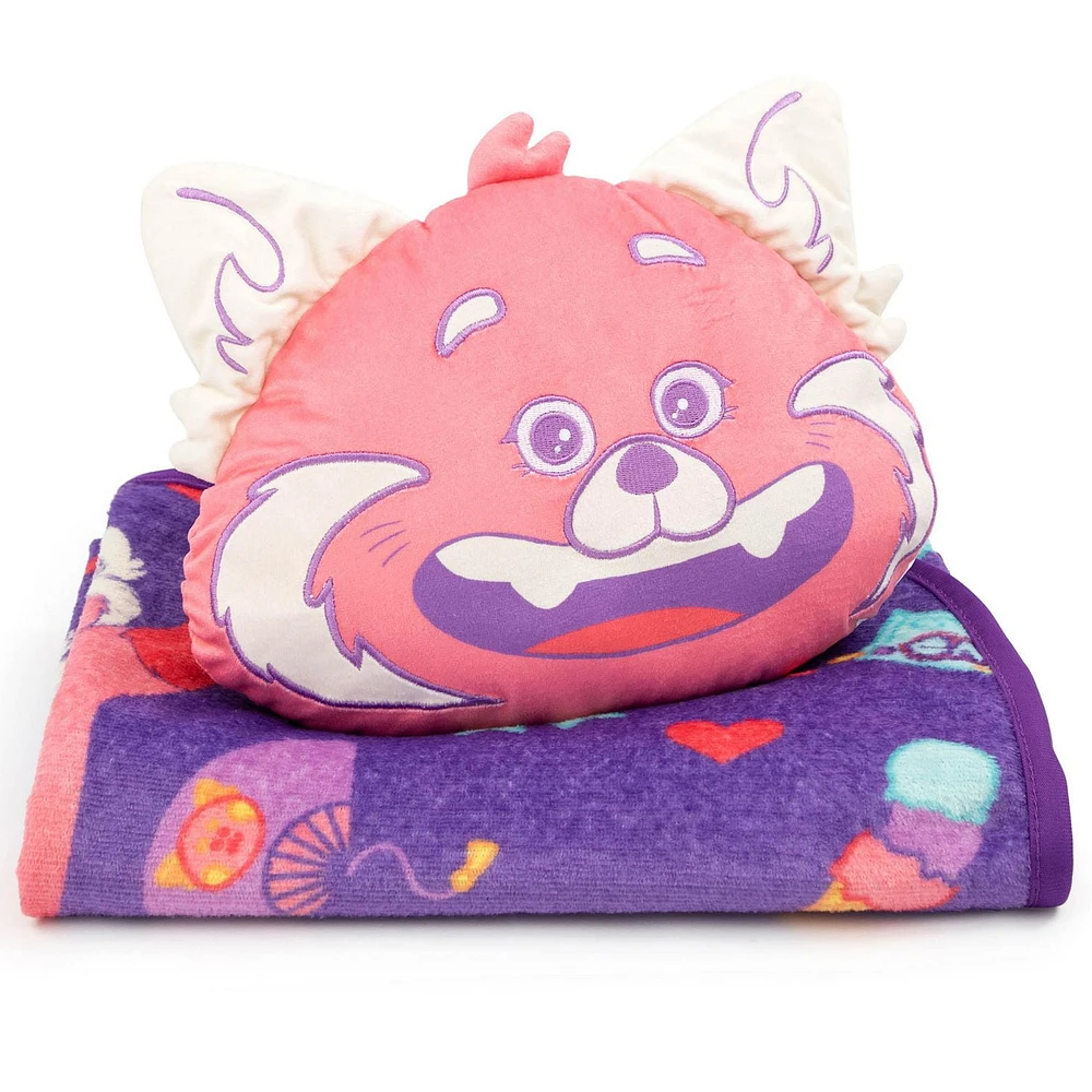 Disney Pixar Turning Red Nogginz Pillow & Travel Blanket Set - 'Fun Times' Design, Soft & Cozy!