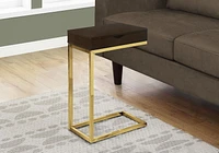 Monarch Specialties Accent Table, C-shaped, End, Side, Snack, Storage Drawer, Living Room, Bedroom, Metal, Laminate, Brown, Gold, Contemporary, Modern