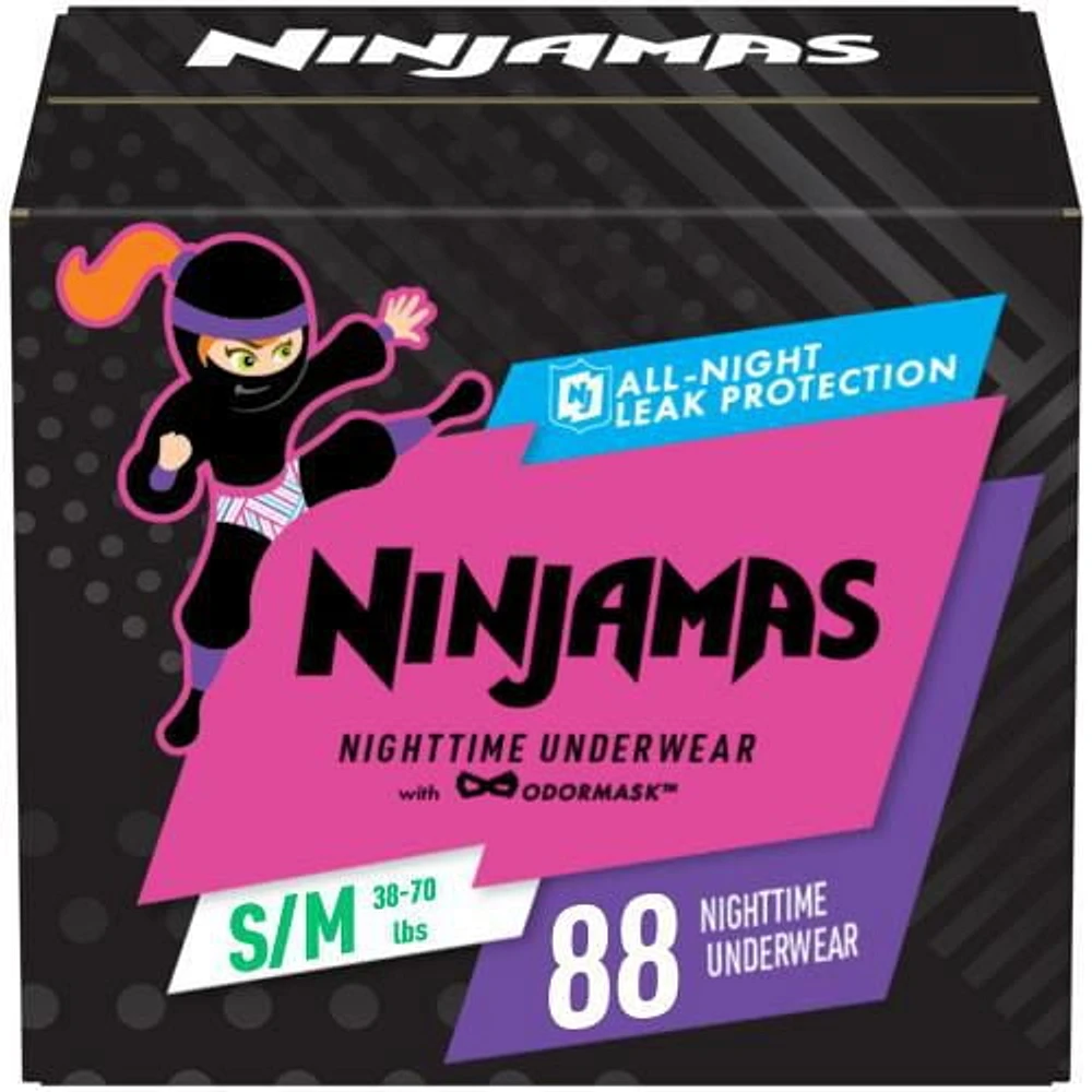 Ninjamas Nighttime Bedwetting Underwear Girl Size S/M