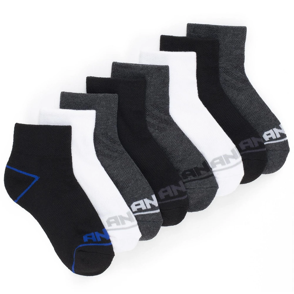 AND1 Boys' Quarter-Crew Socks 8-Pack