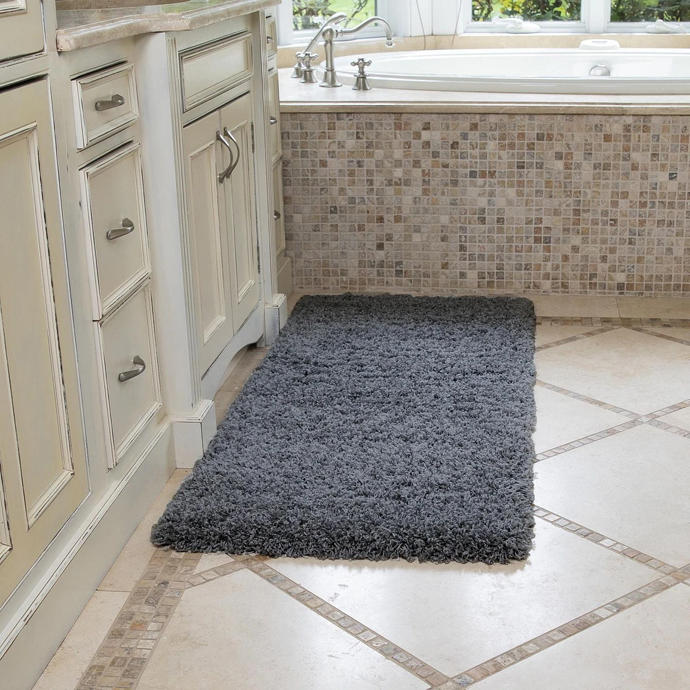 Ottomanson Non-Slip Rubberback Soft Shag Runner Rug for Hallway and Bathroom