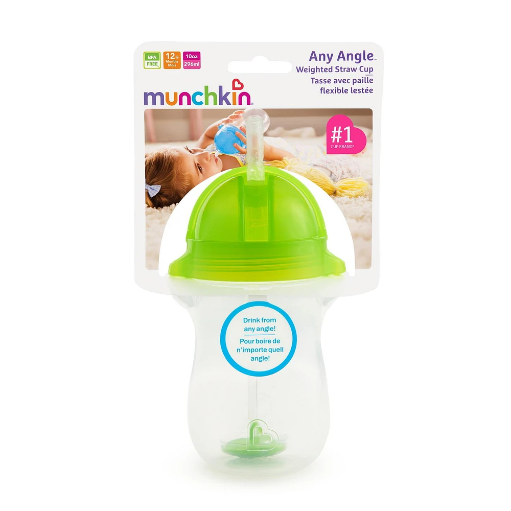 Munchkin Any Angle Click Lock™ Weighted Straw Cup, 10oz, Green