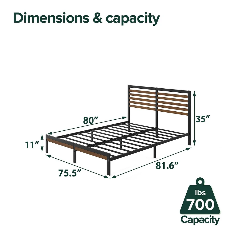 Zinus 35 Inch Kai Bamboo and Metal Platform Bed Frame