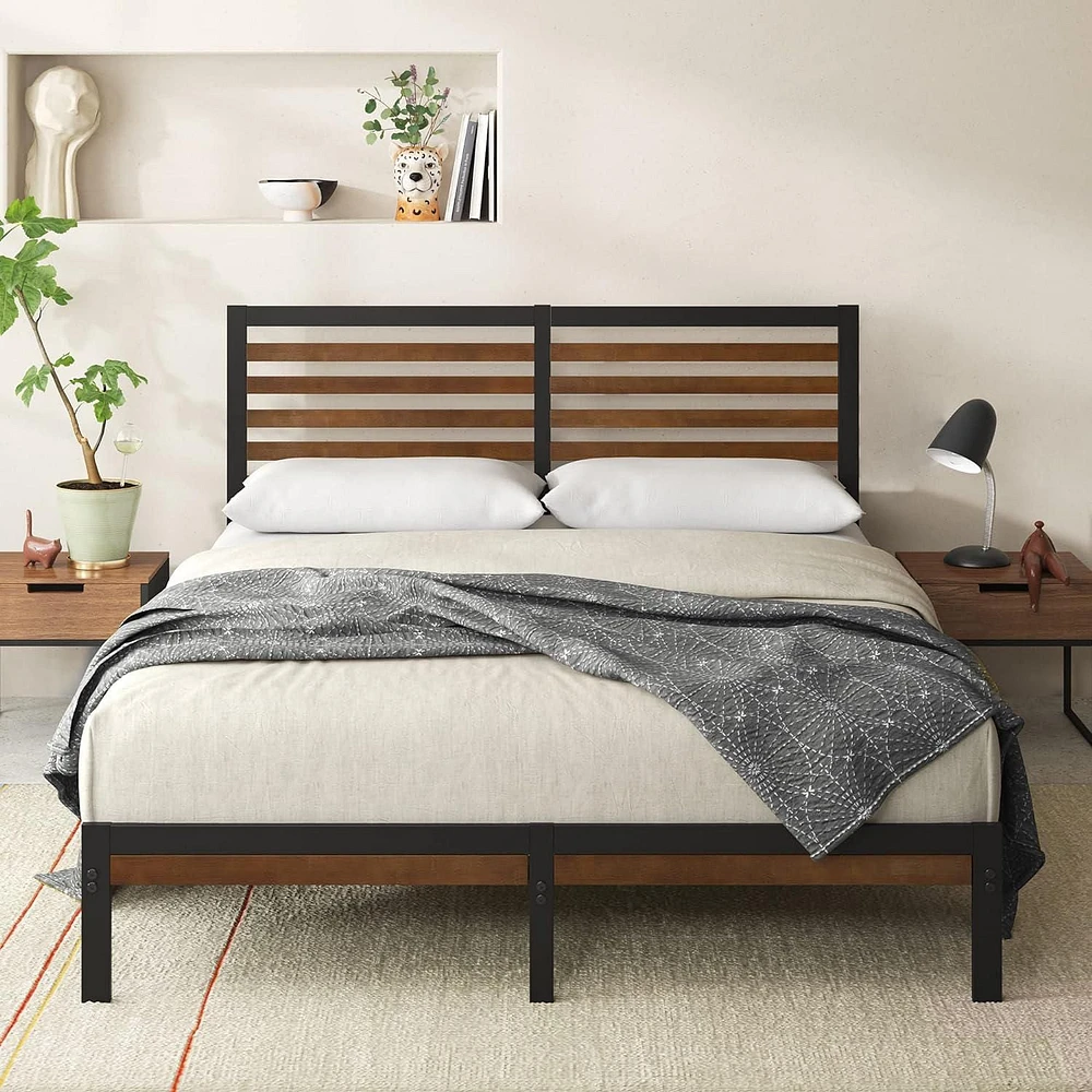 Zinus 35 Inch Kai Bamboo and Metal Platform Bed Frame