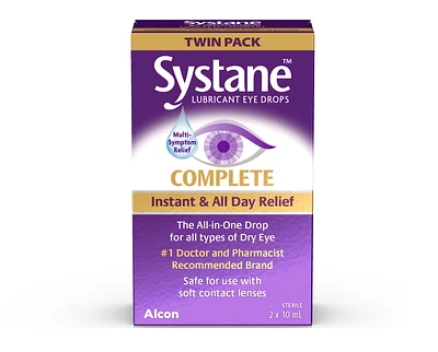 SYSTANE® Complete, Lubricant Eye Drops, Eye Drops For Dry Eyes, 2 x 10 mL