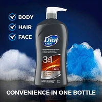 Dial for Men 3-in-1 Ultimate Clean Body+Hair+Face Wash, 946mL, Body Wash, 946mL