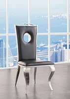 ACME Cyrene Side Chair (Set-2) in PU & Stainless Steel