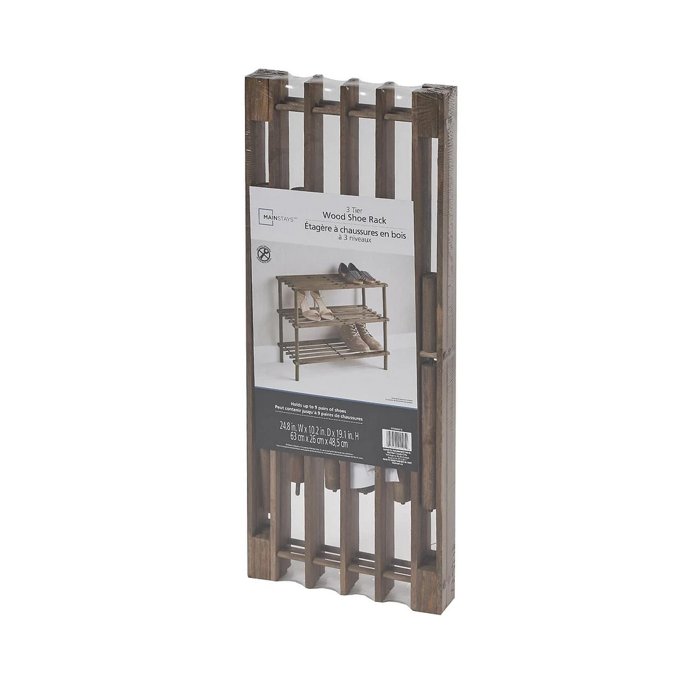 Mainstays 3-Tier Wood Shoe Rack, 3-Tier