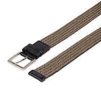 Arrow Men's 35mm Stretch Fabric Braid w/ Leather Trim Belt, Sizes M-XL