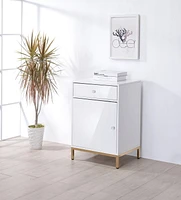 ACME Ottey Cabinet in White High Gloss & Gold