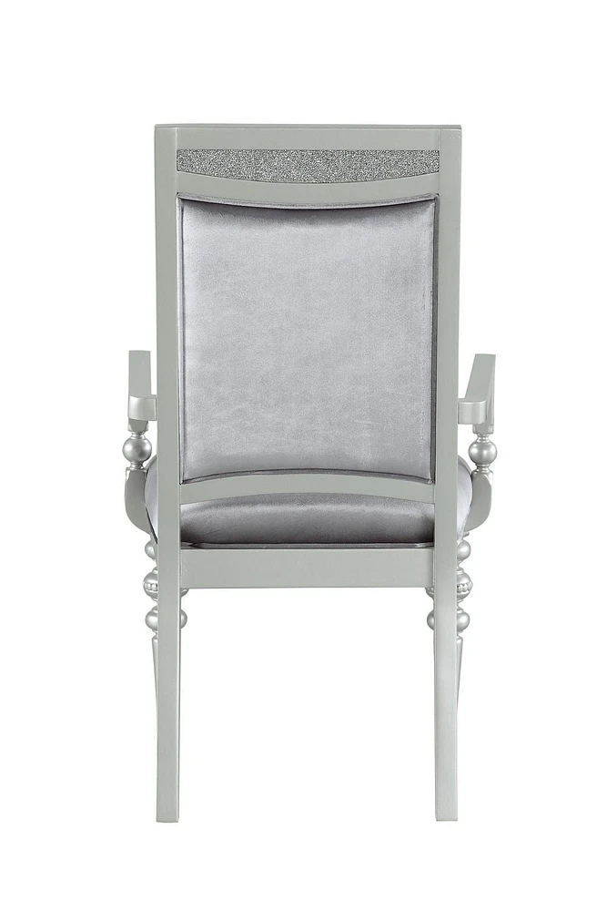 ACME Maverick Arm Chair (Set-2) in Fabric & Platinum