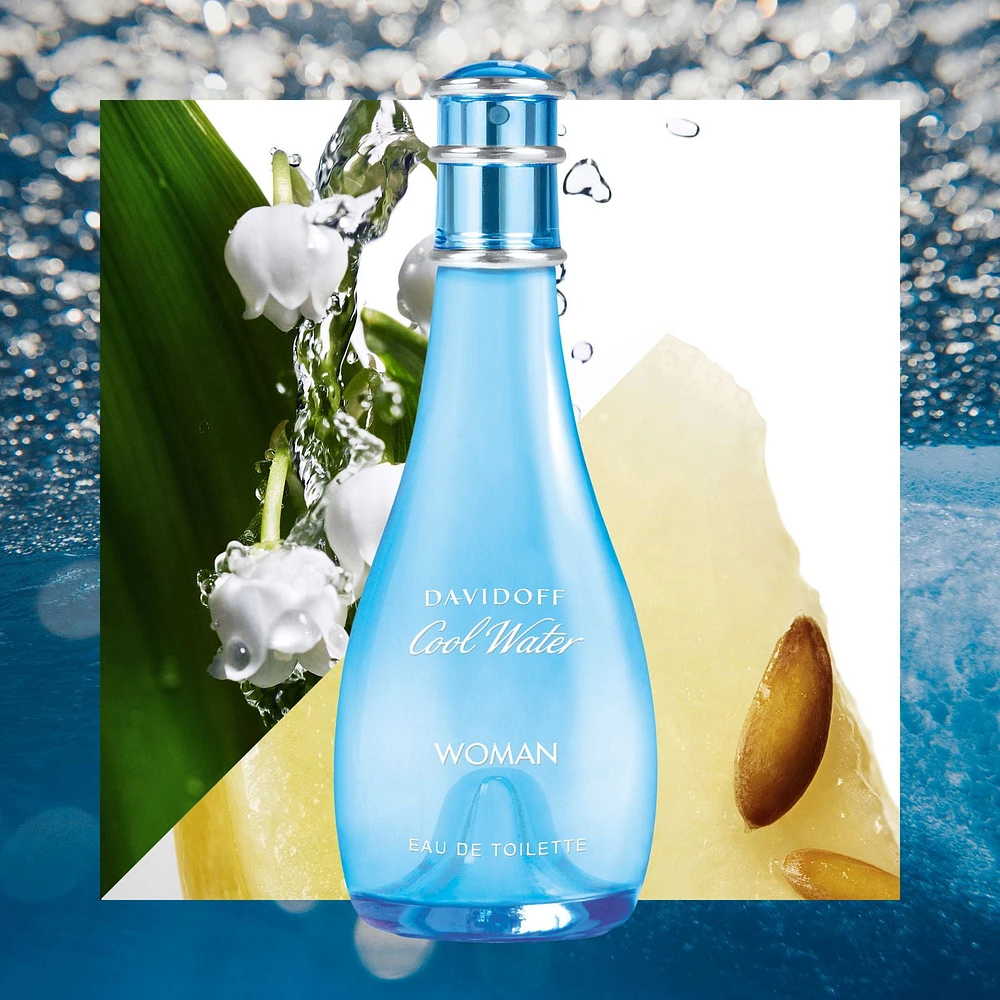 Davidoff Coffret Cadeau Cool Water pour femme, parfum floral, eau de toilette 50 ml, lotion pour le corps 50 ml et gel douche 50 ml