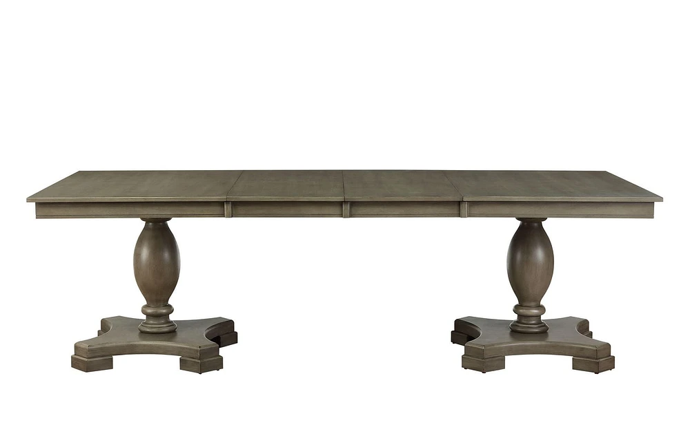 ACME Waylon Dining Table w/Double Pedestal in Gray Oak