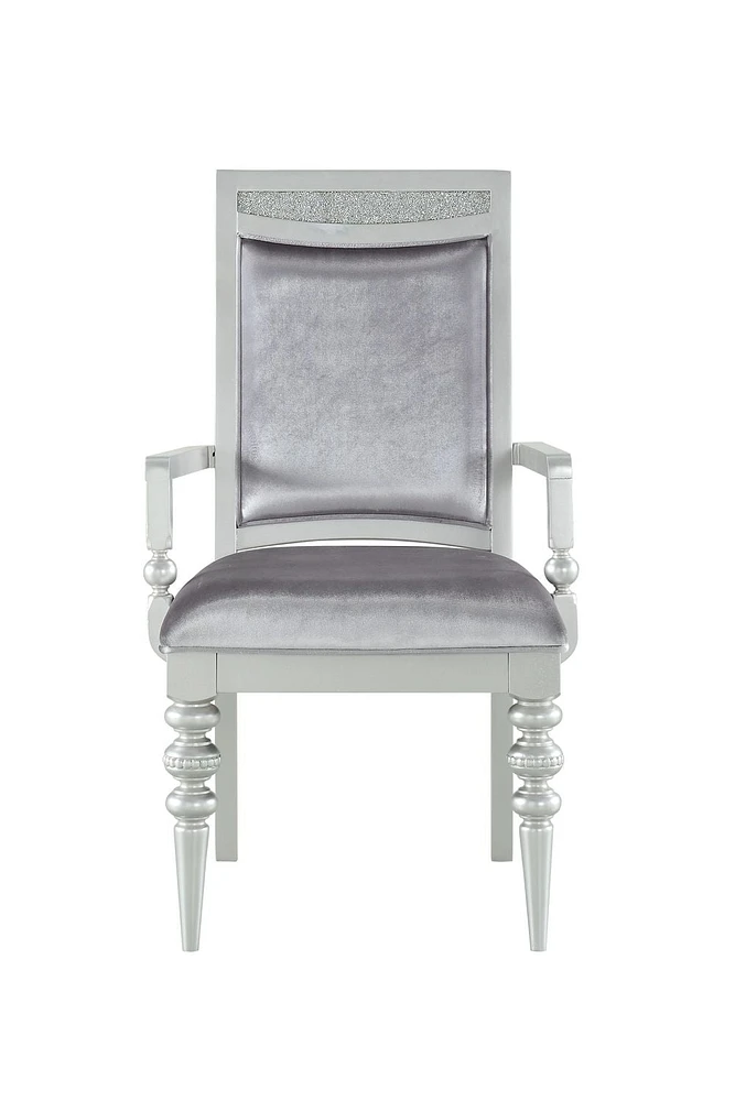 ACME Maverick Arm Chair (Set-2) in Fabric & Platinum