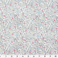 Fabric Creations White with Pastel Drawn Flowers Fat Quarter Pre-Cut Fabric - 18" x 21" / 45cm x 53cm, 18" x 21" / 45cm x 53cm