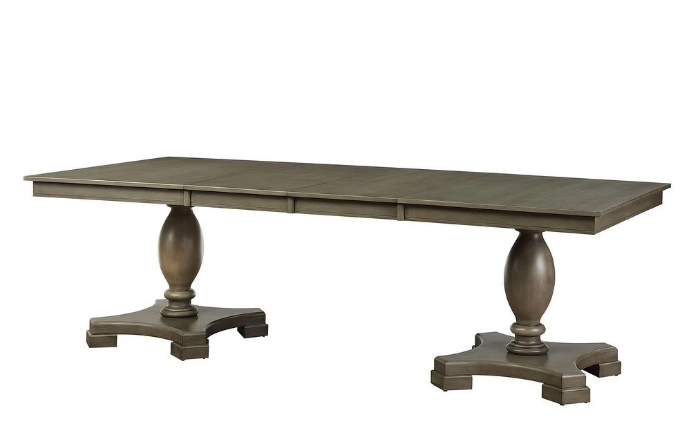 ACME Waylon Dining Table w/Double Pedestal in Gray Oak