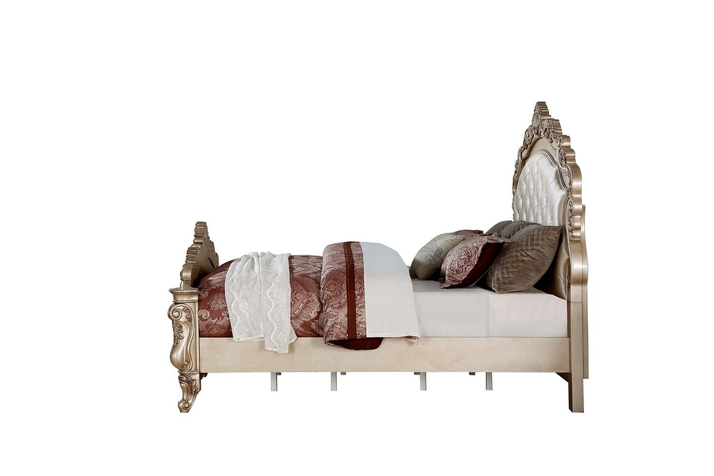 ACME Gorsedd Queen Bed in Fabric & Antique White