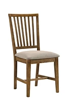 ACME Wallace II Side Chair (Set-2) in Tan Linen & Weathered Oak