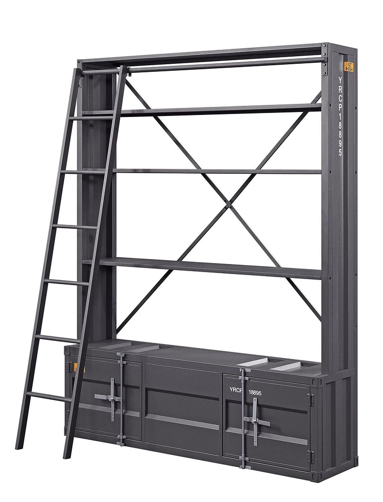 ACME Cargo Bookshelf & Ladder in Gunmetal