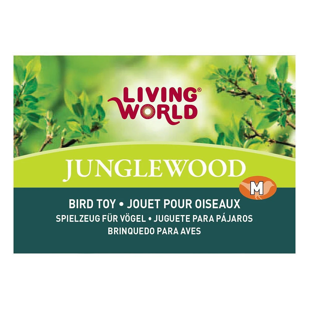 Living World Junglewood Bird Toy Rope with 3 beads, 2 blocks, 1 cylinder & 1 peg, Wood bird toy