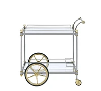 ACME Cyrus Serving Cart in Silver/Gold & Clear Glass