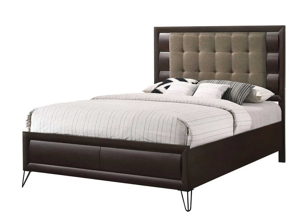 ACME Tablita Queen Bed in Fabric & Dark Merlot