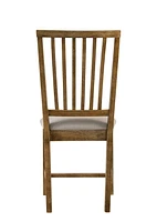 ACME Wallace II Side Chair (Set-2) in Tan Linen & Weathered Oak