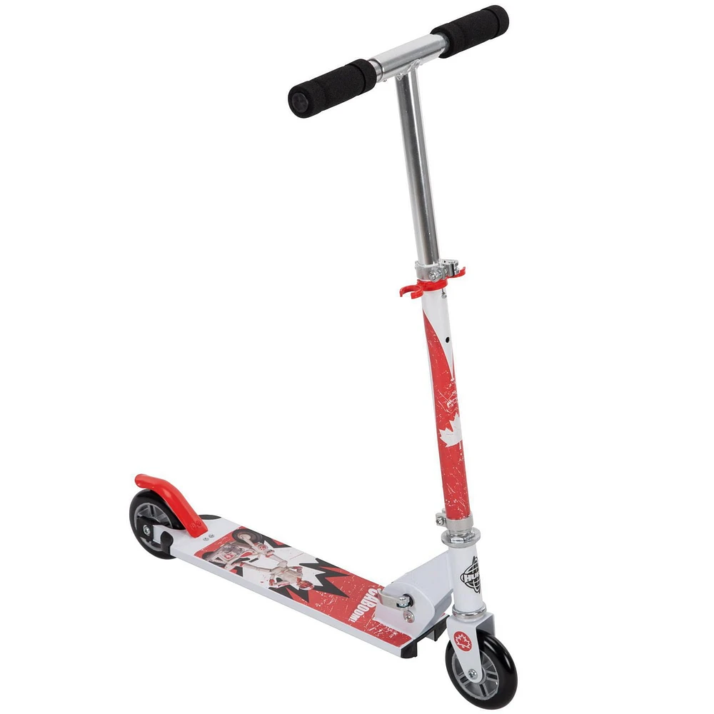 Disney•Pixar Duke Caboom 2-Wheel Boys’ Inline Folding Aluminum Scooter, by Huffy, rear foot brake