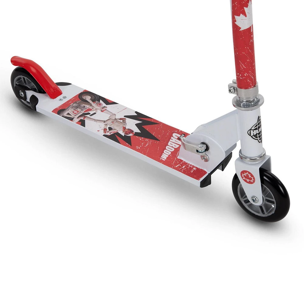 Disney•Pixar Duke Caboom 2-Wheel Boys’ Inline Folding Aluminum Scooter, by Huffy, rear foot brake