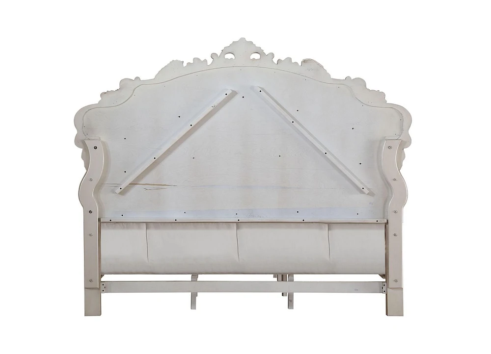 ACME Gorsedd Queen Bed in Fabric & Antique White