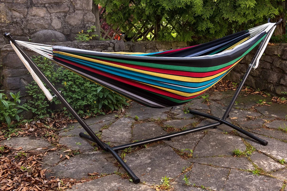 Vivere Cotton Double Hammock with 9' Stand