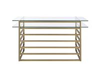 ACME Shona Desk in Antique Gold & Clear Glass