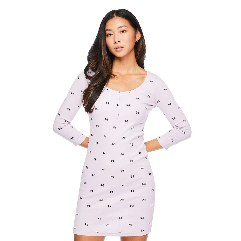 Robe côtelée à encolure Henley No Boundaries pour femmes