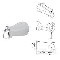 The akuaplus® - INA pressure balance valve faucet 1/2 in. PEX connection with shower head and spout 5 1/4 in. x 1/2 in. slip-fit. Chrome finish