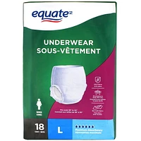 Equate Women’s Maximum Absorbency Protective Underwear, Large, 18 pairs