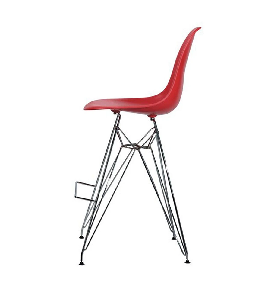 Heavenly Collection Red & Chrome Bar Stool