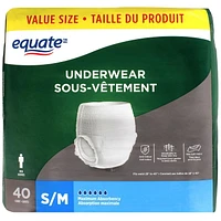 Equate Men’s Maximum Absorbency Protective Underwear, Small, 40 pairs