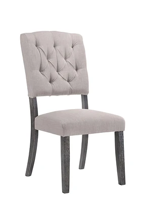 ACME Bernard Side Chair (Set-2) in Fabric & Weathered Gray Oak