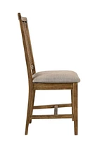 ACME Wallace II Side Chair (Set-2) in Tan Linen & Weathered Oak