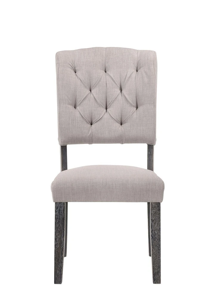 ACME Bernard Side Chair (Set-2) in Fabric & Weathered Gray Oak