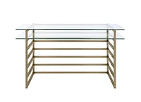 ACME Shona Desk in Antique Gold & Clear Glass