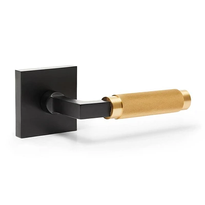 Explore Hardware Geneva Model Solid Brass Lever Bed & Bath Privacy Door Lock, Not Handed, Reversible, Matte Black and satin brass gold