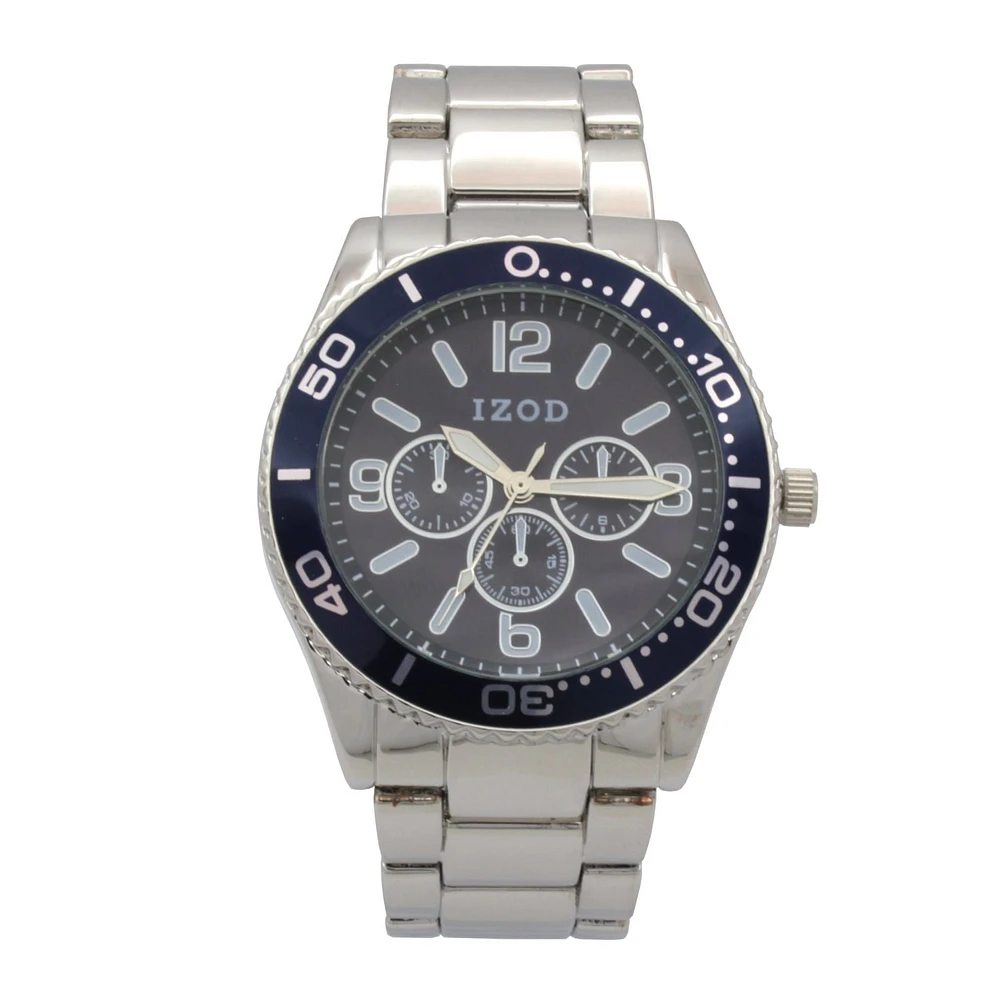 Izod Easy Read Analog Metal Link Bracelet Watch